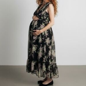 ASOS NWT Maternity Floral Maxi Dress 6 Chiffon Photoshoot Session Wedding Guest